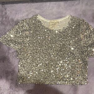 Style Rack Glittering Silver Sequin Tee